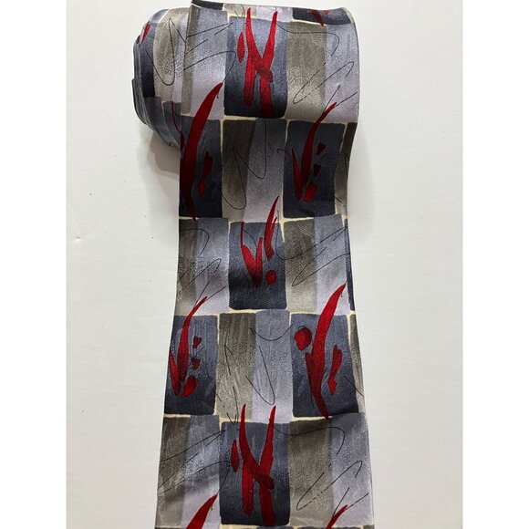 Grateful Dead Jerry Garcia Wetlands I Collection 14 Silk Tie Abstract Red Gray - Picture 3 of 7